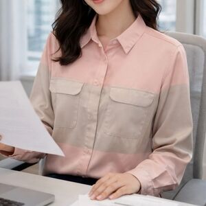 EQUIPMENT Three-Tone Pink and Cream Shirt
